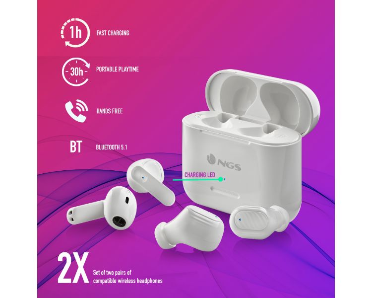 NGS Artica Greed Pink Auriculares Inalámbricos Bluetooth